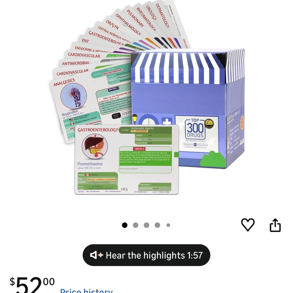 Medical Flashcard Set- For Nursing, Pharmacy or Doctors